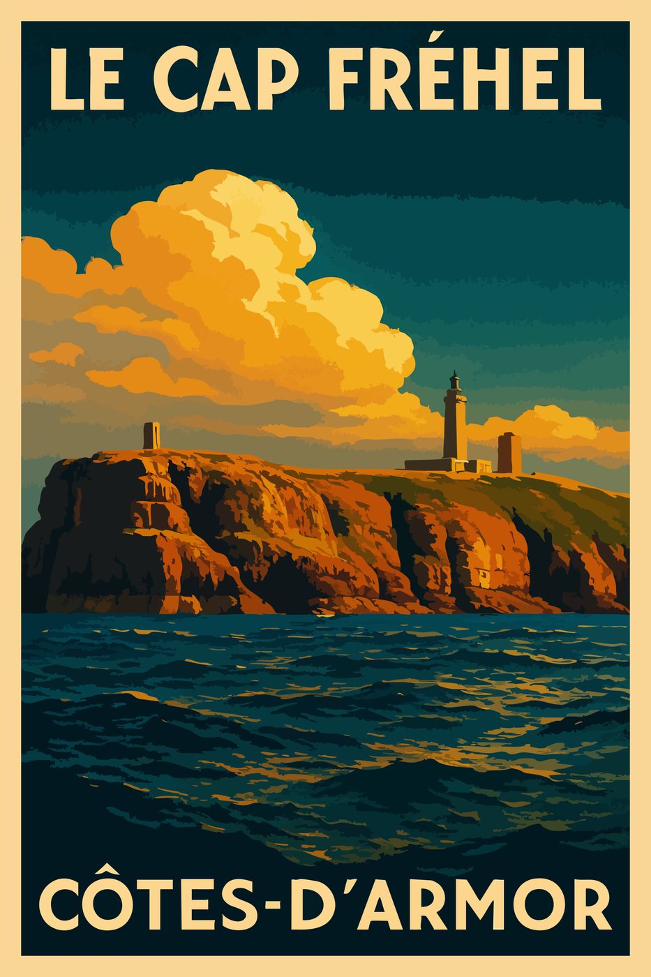 Affiche réalisée : Le cap Fréhel, depuis la mer
